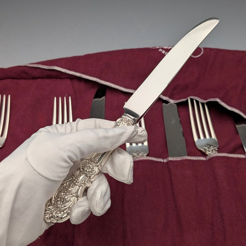 American vintage pure sterling silver dinner cutlery, 6 pairs, 670g, Reed&Barton